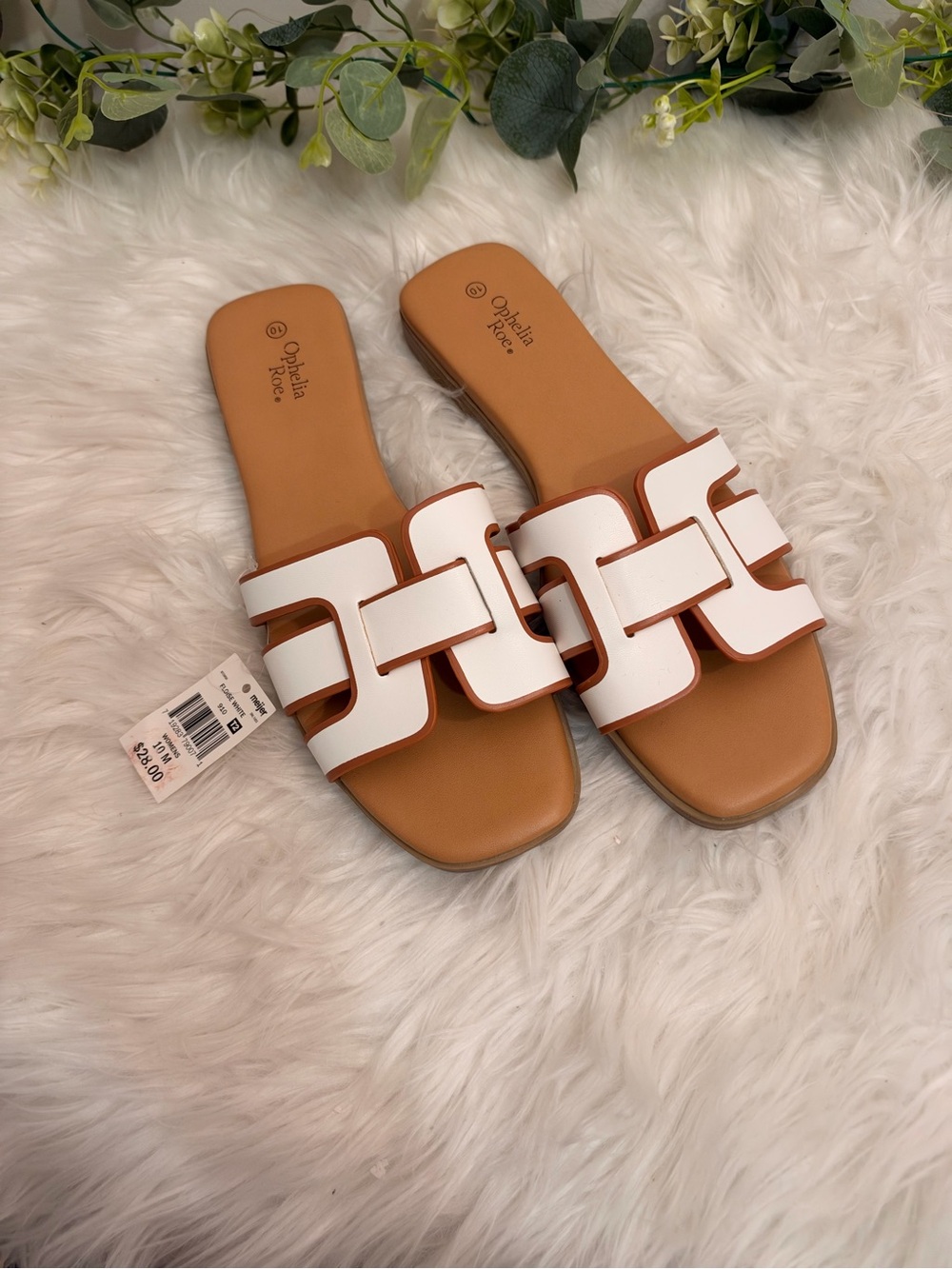 Ophelia Rae White Slide Sandals for Women